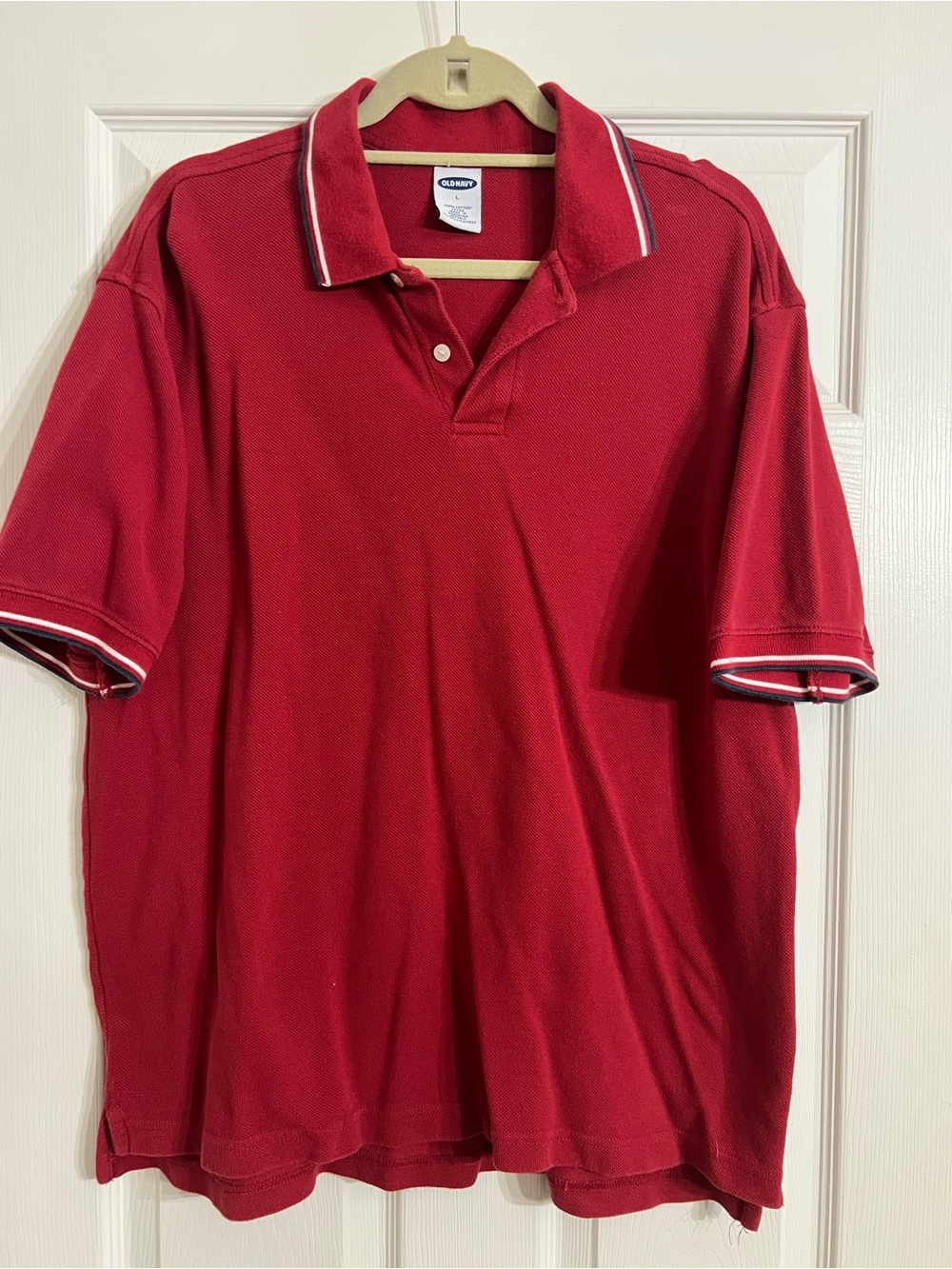 Old Navy Vintage Y2K Men’s Large Red Tipped Collar Piqué Polo Shirt